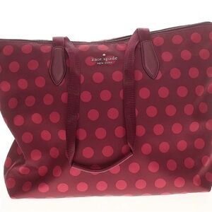 Stunning Designer Kate Spade New York Burgundy Polka Dot Tote